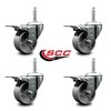 Service Caster 4 Inch Semi Steel Swivel 58 Inch Threaded Stem Caster Set with Total Lock Brake SCC-TSTTL20S414-SSS-58212-4